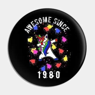 Awesome Since 1980 Dabbing unicorn 40th birthday gift mother and for dad Pin