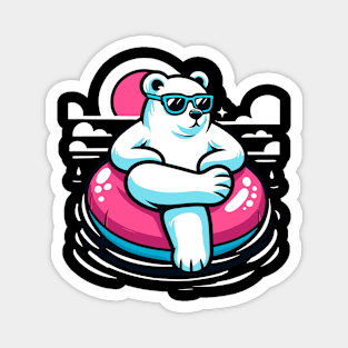 Pool Party White Bear Pink Float Novelty Funny Bear Magnet