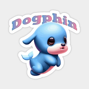 Dog X Dolphin AKA DOGPHIN | with text Magnet