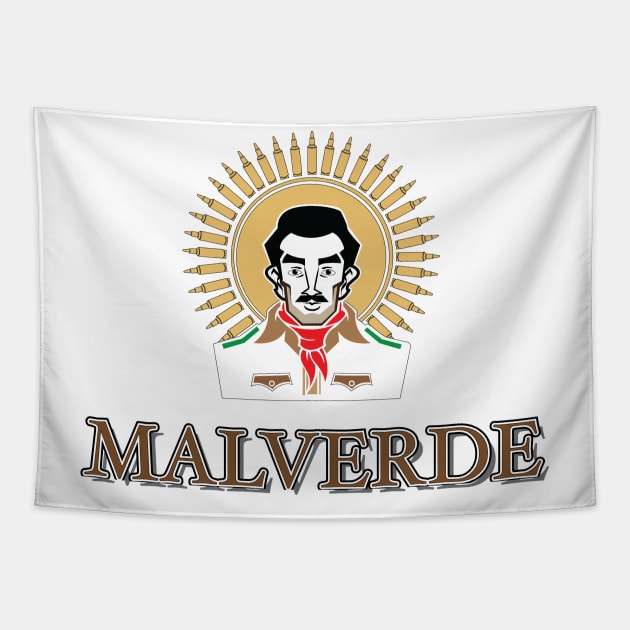 Jesus Malverde Mexicano Patron del mal Tapestry by Estudio3e