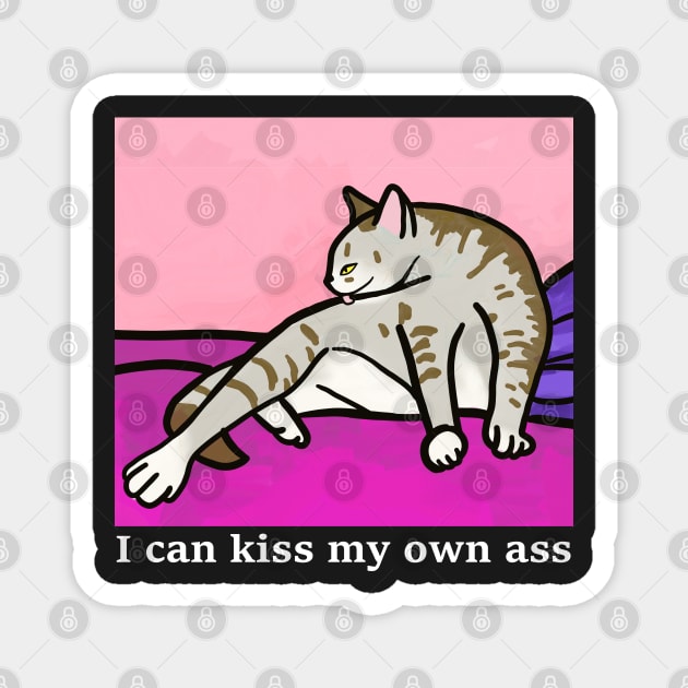 I can kiss my own ass, cat is cleaning itself Magnet by ThomaeArt