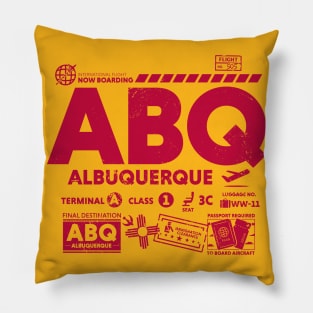 Vintage Albuquerque ABQ Airport Code Travel Day Retro Travel Tag New Mexico Pillow