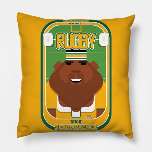 Rugby Gold and Green - Ruck Scrumpacker - Hayes version Pillow by Boxedspapercrafts