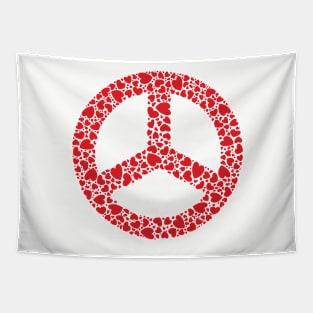 NO WW3 PRAYING FOR PEACE RED HEART PEACE SYMBOL DESIGN Tapestry