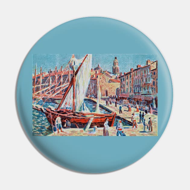 Saint-Tropez Waterfront With Sailboat, Maximilien Luce 1897 Pin by rocketshipretro