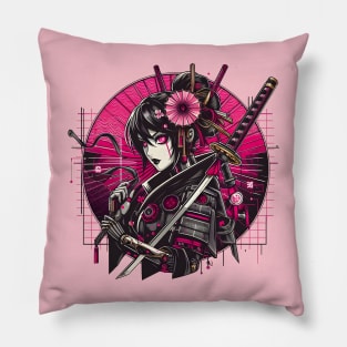 Cyberpunk Japanese Geisha Girl Pillow