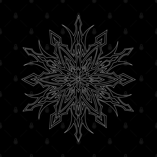 SYM STAR-TRIBAL- SNOWFLAKE DESIGN WHITE OUTLINE-TEEPUBLIC by SELcustoms