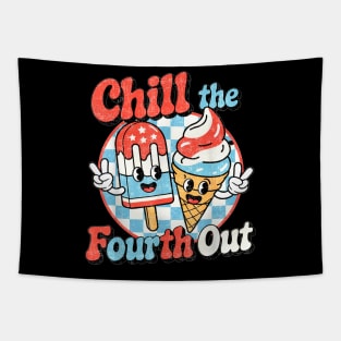 Chill the Fourth Out Funny 4th of July Ice Cream and Popsicle USA Tapestry