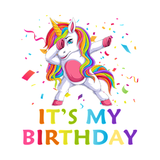 Cute Dabbing Unicorn Birthday Girl T-Shirt