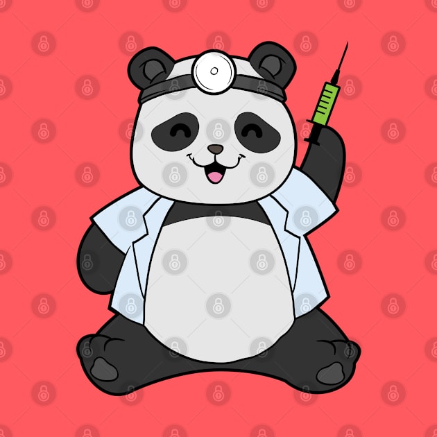 Panda as doctor with syringe by Markus Schnabel