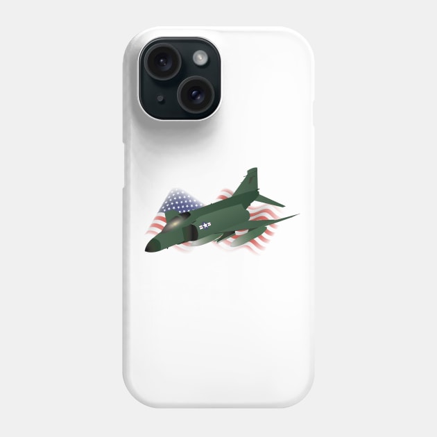 F-4 Phantom Jet Interceptor with US Flag Phone Case by NorseTech