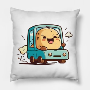 Cute kawaii baby potato driving a car Pillow