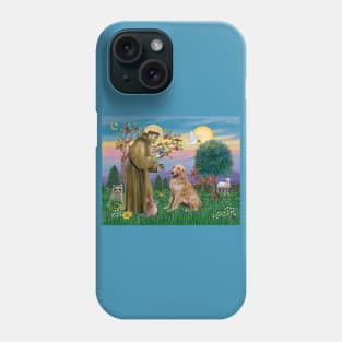 Saint Francis Blesses a Golden Retriever Phone Case