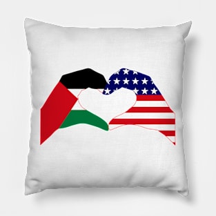 We Heart Palestine & USA Patriot Flag Series Pillow