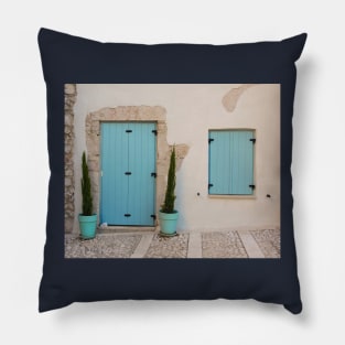 Door and Window in Novi Vinodolski, Croatia Pillow