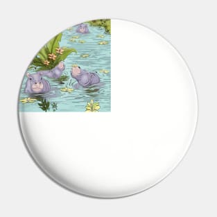 Lavender Hippos in the Jungle of Peace Pin