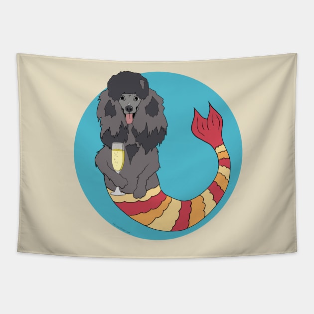 Sandy the Poodle Mermutt Tapestry by abrushwithhumor