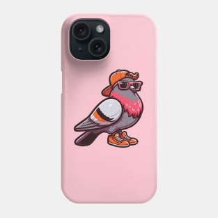 a cool Pigeon with orange cap and shoes and pink sunglasses Phone Case