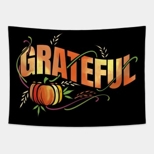 Pumpkin Wheat Ear Grateful Thanksgiving Tapestry