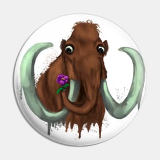 Woolly mammoth with flower Pin