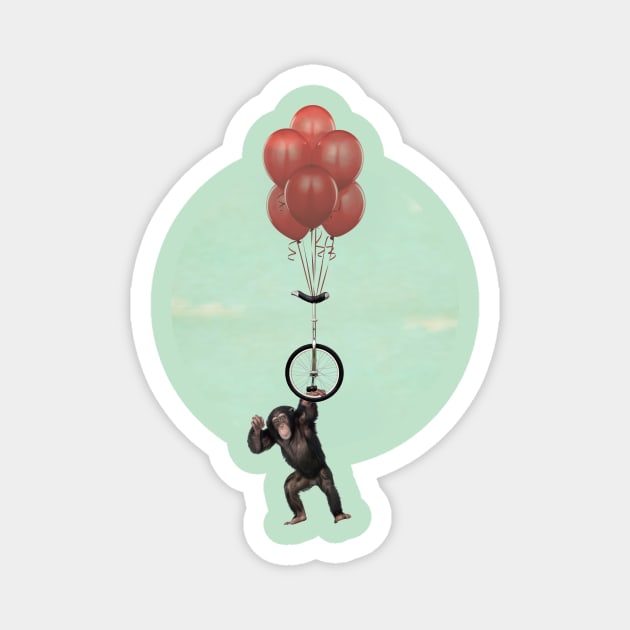 Unicycle monkey and balloons 02 Magnet by Vin Zzep