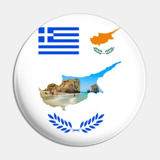 Greece & Cyprus Flag - Petra Tou Romiou Pin