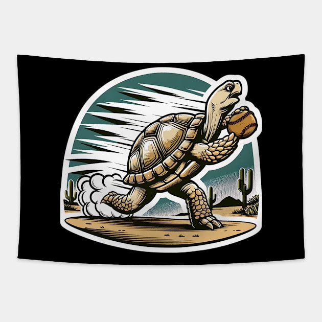 Baseball Player desert turtle Tapestry by TaansCreation 