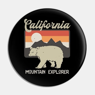 Hiking Bear Retro Hike Camper California Pin