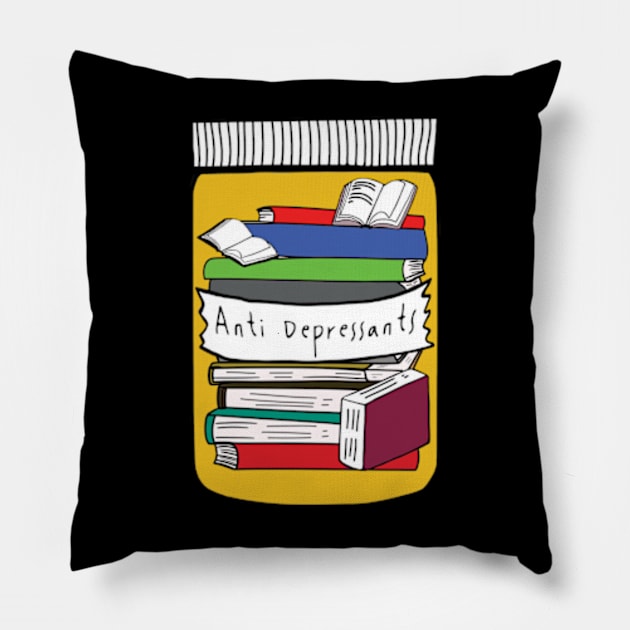 Anti depressant bookish book lover bookish merch Kindle smut reader reading lover e-reader Pillow by Mimimoo