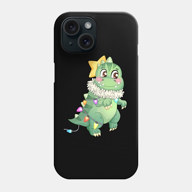 T-rex Christmas Phone Case by Little Forest Art