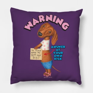 Cute Doxie Dog wearing Shorts, short tee, and sandals Pillow