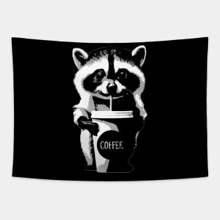 Raccoon And Coffee Tapestry