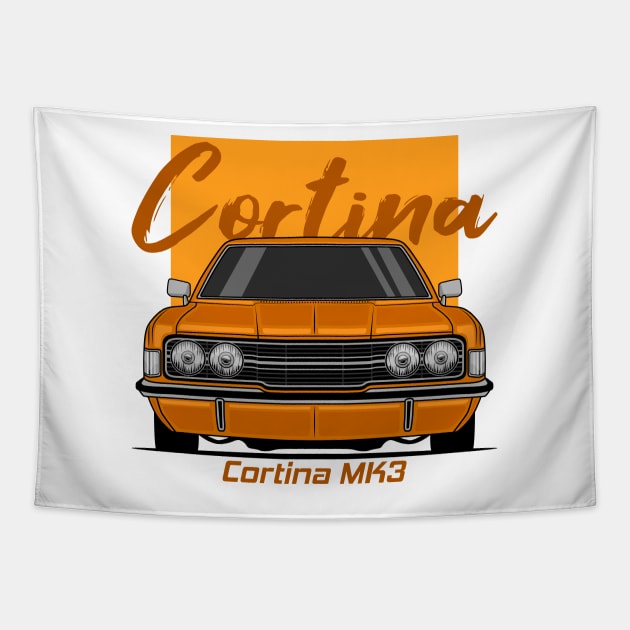 Front Orange Cortina MK3 Classic Tapestry by GoldenTuners