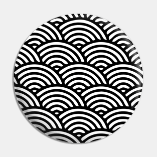 Japanese Wave Seamless Pattern, Black And White Pin