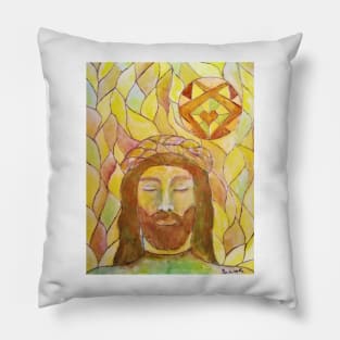 Ascended master Kuthumi - by Renate van Nijen Pillow