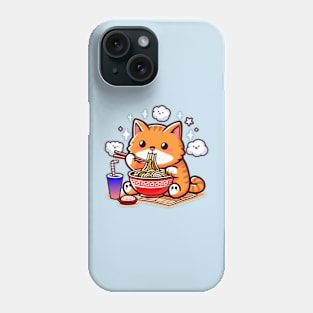 Cute Cat Eating Ramen Phone Case