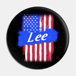 American Flag Lee Family Gift For Men Women, Surname Last Name Pin