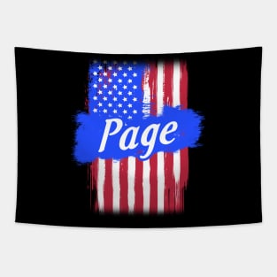 American Flag Page Family Gift T-shirt For Men Women, Surname Last Name Tapestry