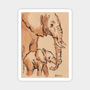 My Mama: Baby Elephant & Mama Watercolor Painting #12 Magnet