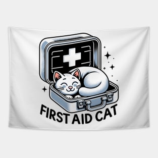 First Aid Cat Pun Nurse Doctor Healthcare Novelty Funny Cat Tapestry