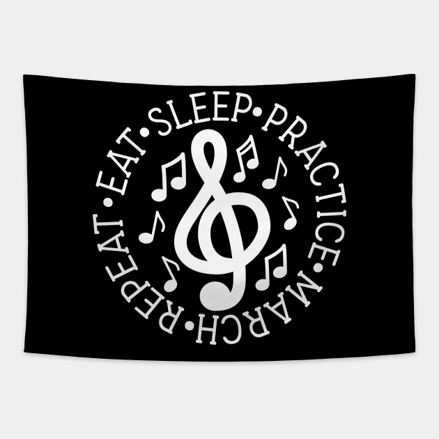 Eat Sleep Practice March Repeat Marching Band Cute Funny Tapestry by GlimmerDesigns