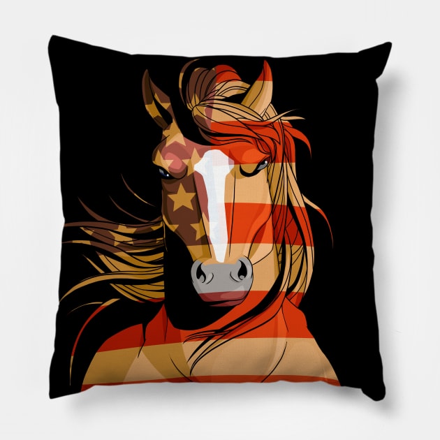 Clydesdale Horse 4th Of July Patriotic USA Flag Pillow by Noseking