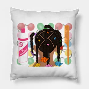 Black Girl Hair Pink Moisturizer Comb Art Pillow