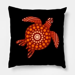 Red Turtle Aboriginal Art Pillow