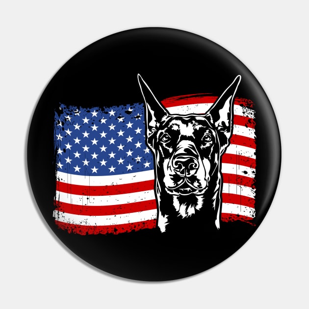 Proud Doberman Pinscher American Flag patriotic dog Pin by wilsigns