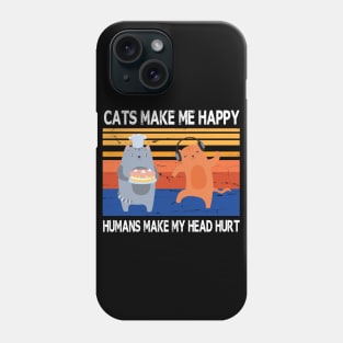 Cats Make Me Happy Humans Make My Head Hurt Summer Holidays Christmas In July Vintage Retro Phone Case