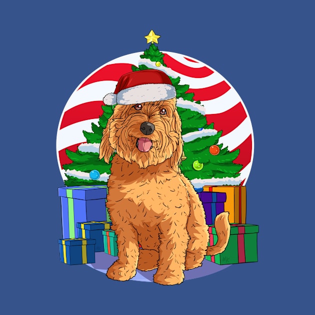 Goldendoodle Dog Cute Santa Christmas Gift by Noseking