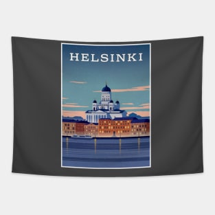 Helsinki Finland Waterfront Harbor Waterfront Scene Print Tapestry