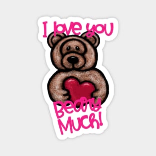 I Love You Beary Much! Valentine Light Brown Bear by Cherie(c)2022 Magnet