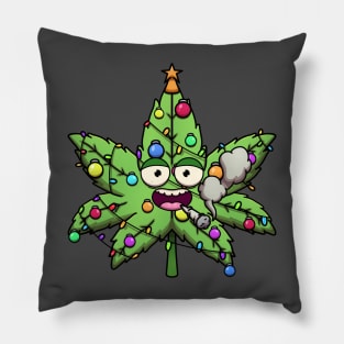 Weed Christmas Tree Character Smoking Joint Pillow